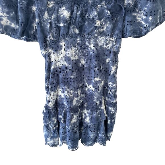 LoveShackFancy Fritzi Mini Dress Midnight Tie Dye Blue Size 10 - Picture 8 of 11